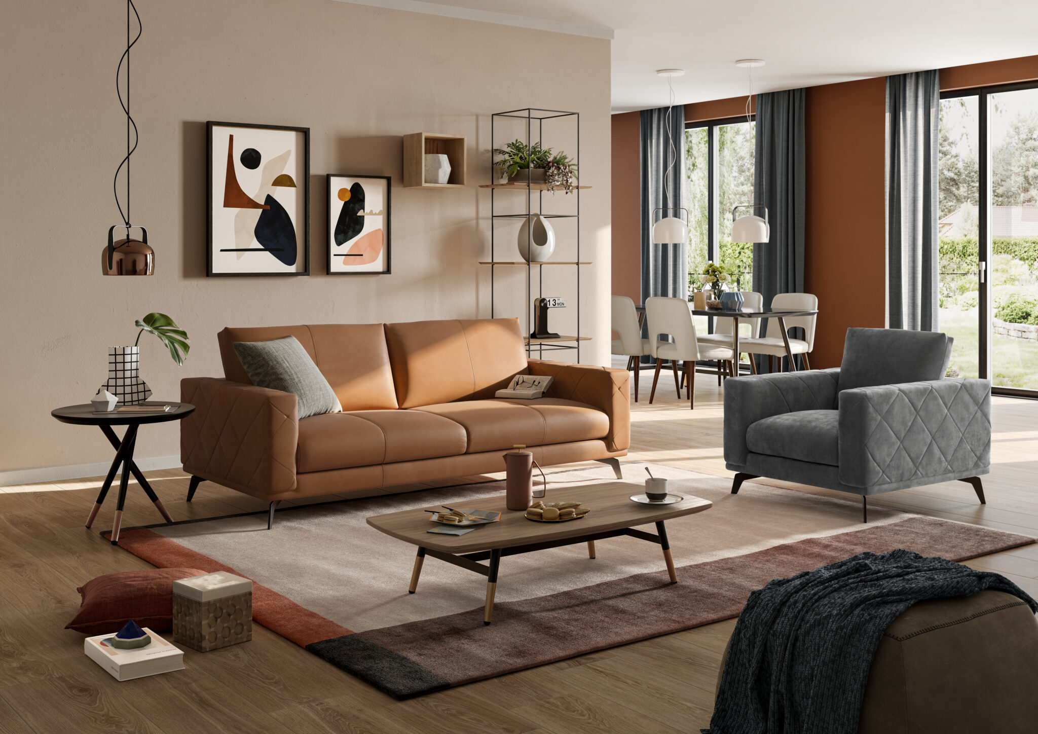 trafton rust leather sofa